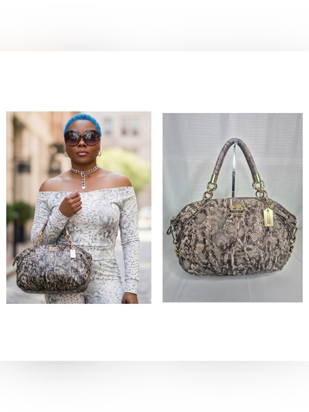 Coach Madison Embossed Python Sophia Satchel NWOT $698 RETAIL